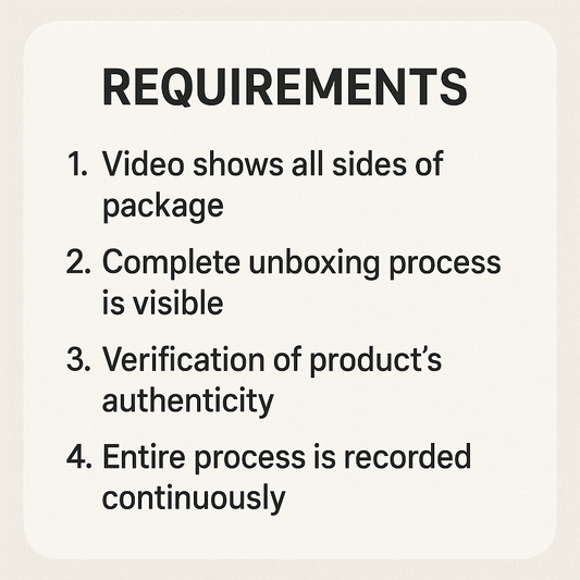 Unboxing and Authenticity Verification Video Requirements